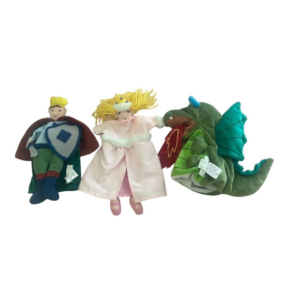 Fairytale Plush Hand Puppet Set - Wizard, Dragon & More for All Ages